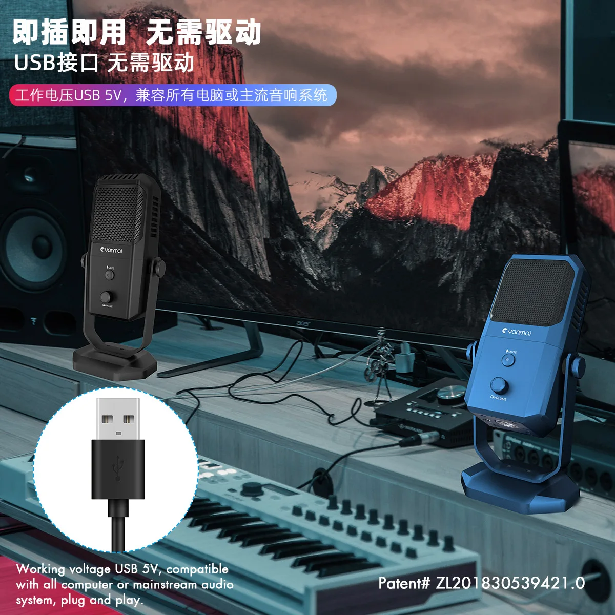 SF-900 стерео Omni Usb конденсаторный микрофон студийное