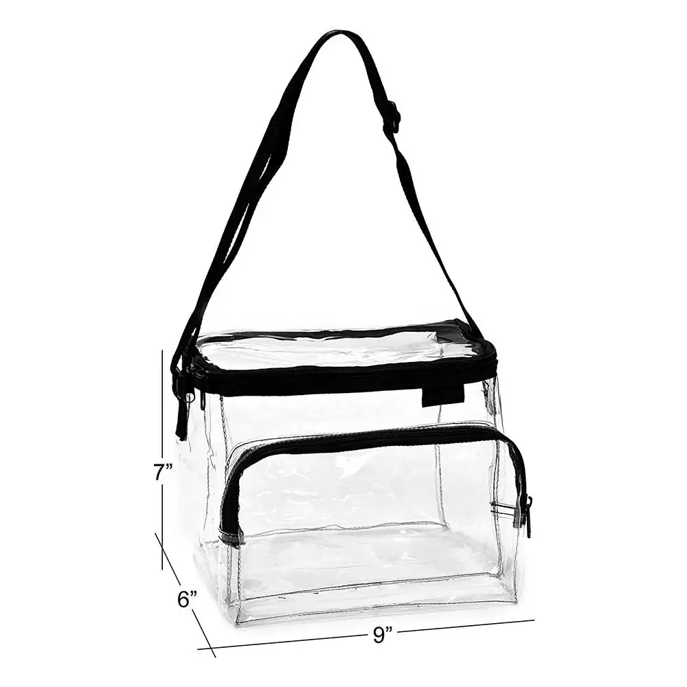Durable adjustable shoulder strap handle travel bag transparent pvc lunch for school stadium