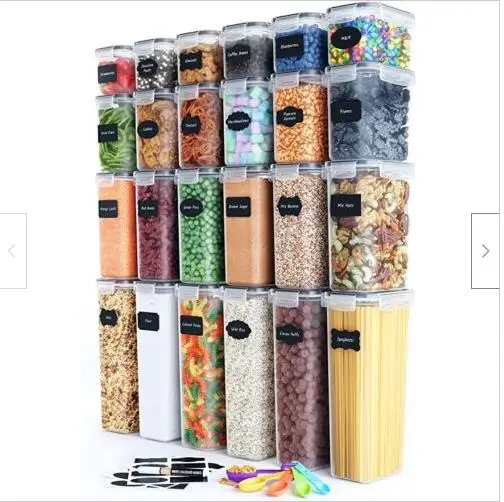 Plastic Household bulk dry food storage box Airtight Food Storage Containers 24 PCS, BPA Free Kitchen and Pantry Organization