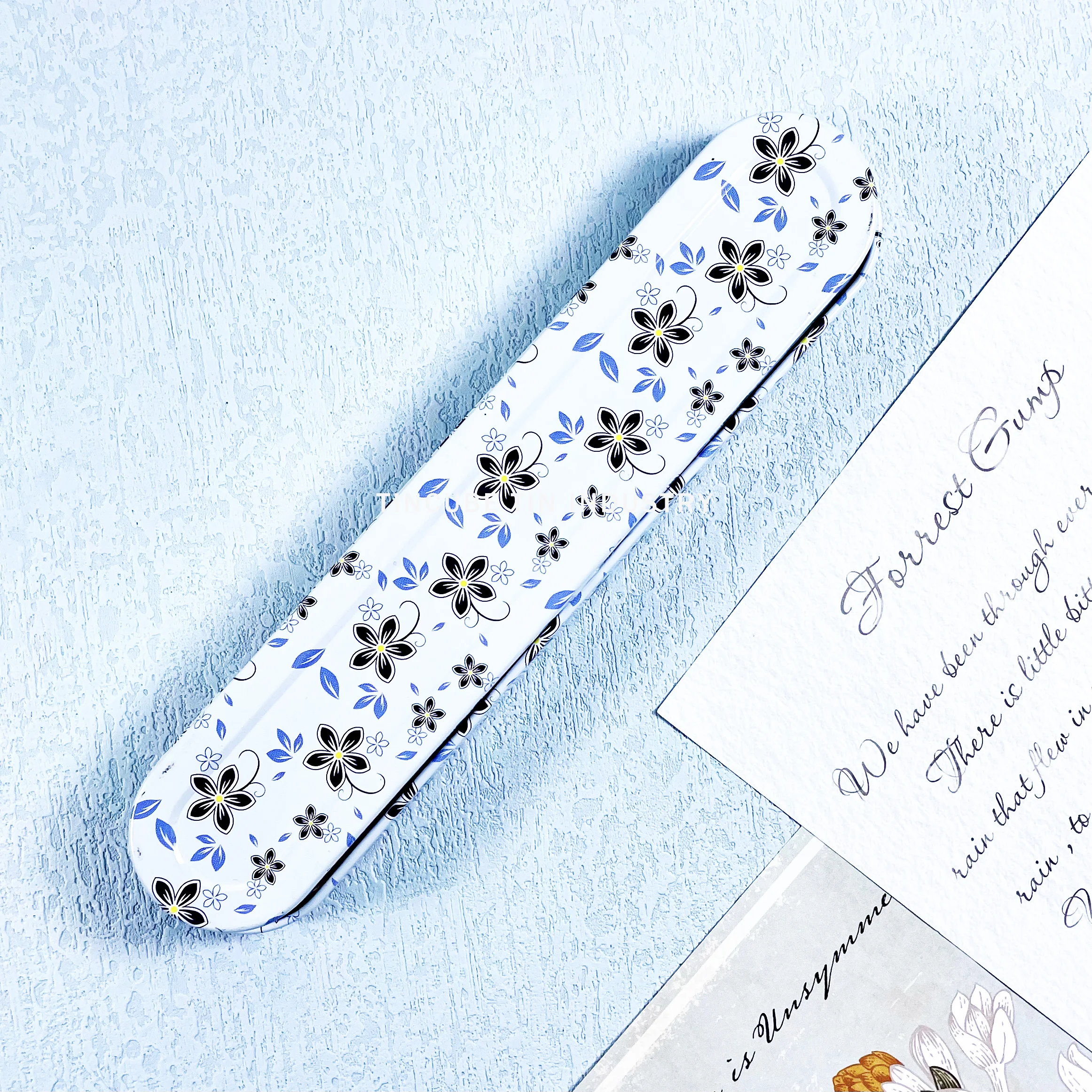 Custom metal pencil case stationary tin box small rectangular tinplate box with hinge