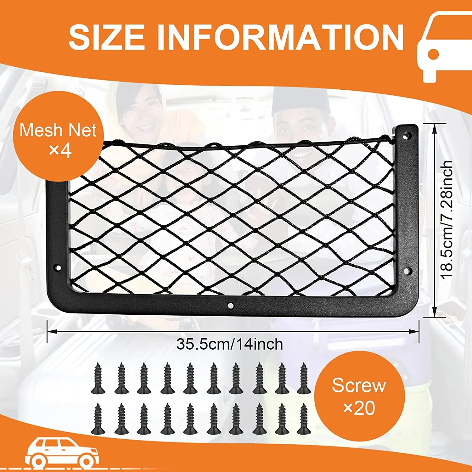 Универсальный держатель для автофургона, эластичный автомобильный органайзер, Сетчатая Сумка на заднее сиденье, карманная Сетчатая Сумка для хранения в автомобиле с винтом