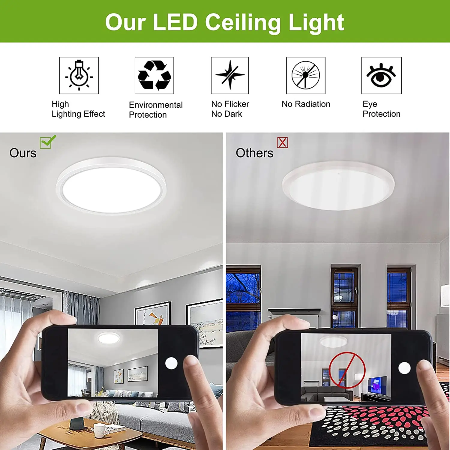 Factory Price Living Bedroom Room Light 12W 20W 36W Flush Mount Three-stage CCT Adjustable Super Slim LED Ceiling Panel Light