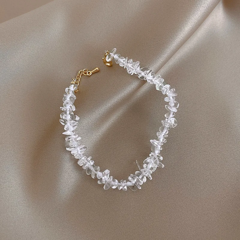 Stylish irregular natural crystal pink amethyst topaz stone beads bracelet for women