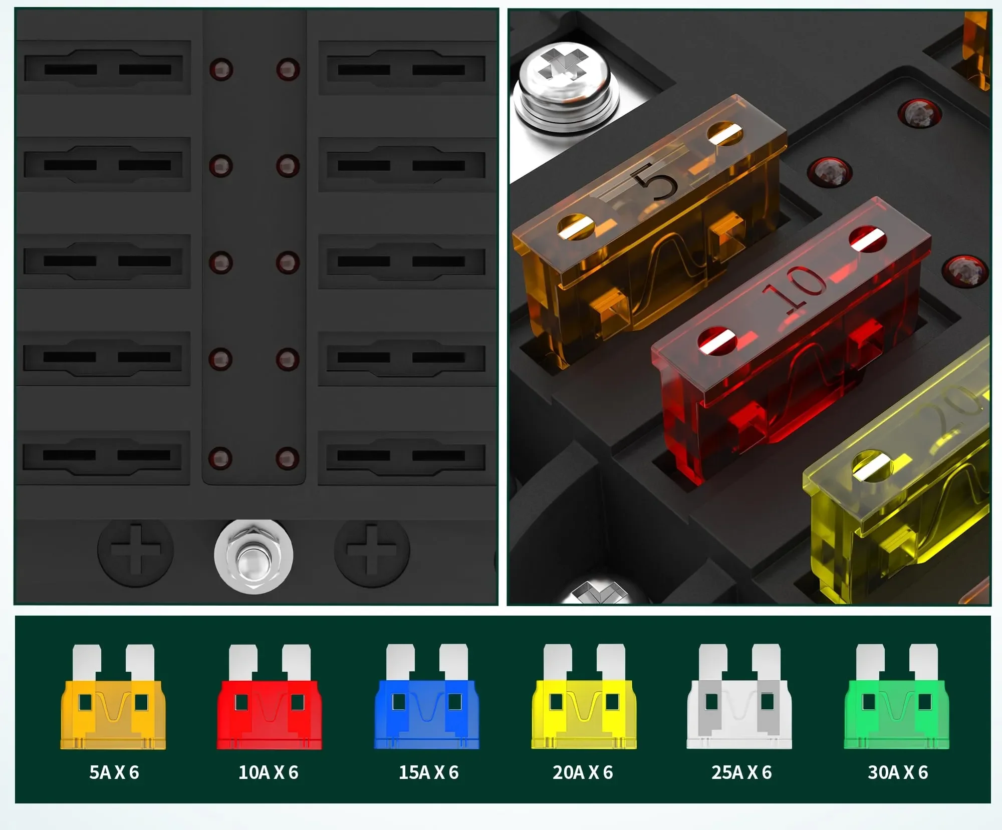 Factory Universal DC Automotive Tractor Car Marine 12 Way 6 Way Blade 12v 24v Auto Fuse Block Fuse Box