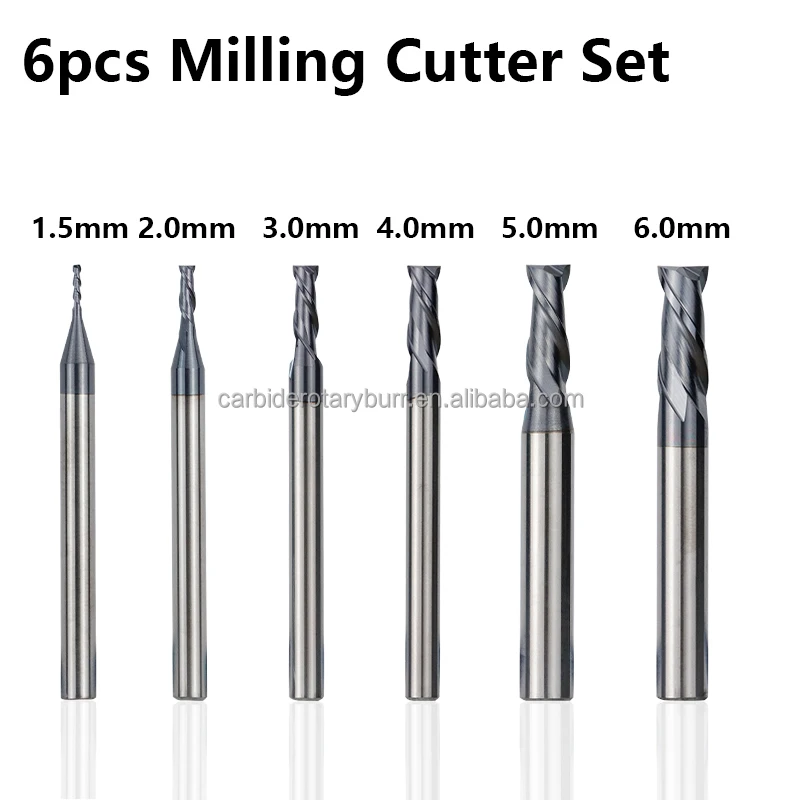 2 Flute Flat End Mills Router Bit 1-12Mm Tungsten Carbide Frees Hrc 45 Cnc Machine Milling Cutter
