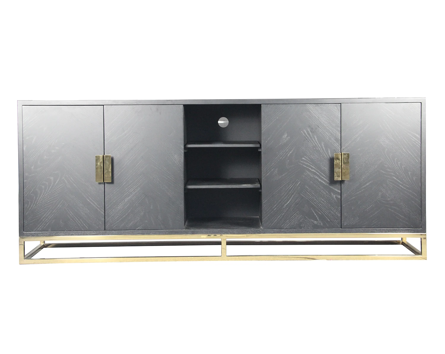 Tea Table Nordic Light Luxury Household Double Drawer Stainless Steel TV Cabinet Set