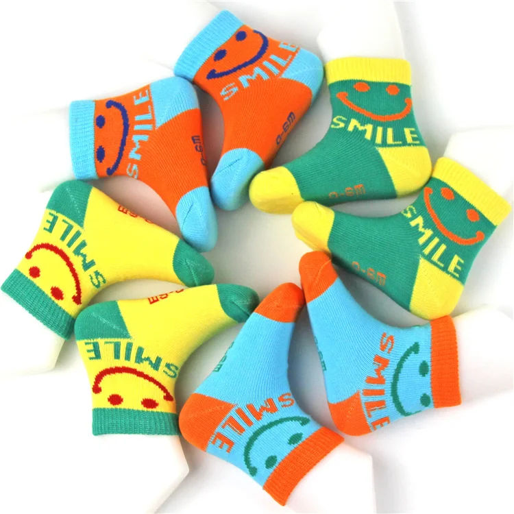 So cute smiling faces socks for our lovely baby cotton baby wearing baby socks