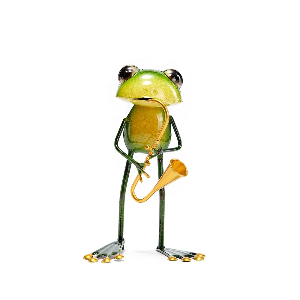 Unique Indoor Outdoor Decor Saxophone Frog Shape Metal  Home Decor for Frog Collector Garden Decoration
