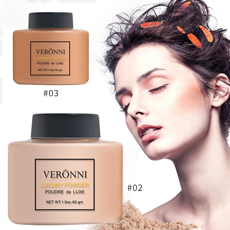VERONNI 4 Colors Setting Powder Makeup Banana Loose Powder with Sifter Loose Powder