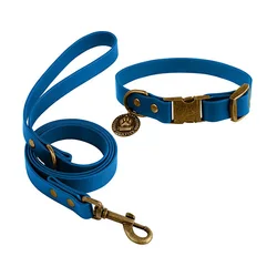 Waterproof Durable PVC Dog Collar with Leash Set Simple Solid PVC Dog Collar with Leash Set