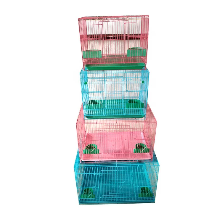 Wholesale colorful small hanging metal wire mesh bird cage with perch for sale