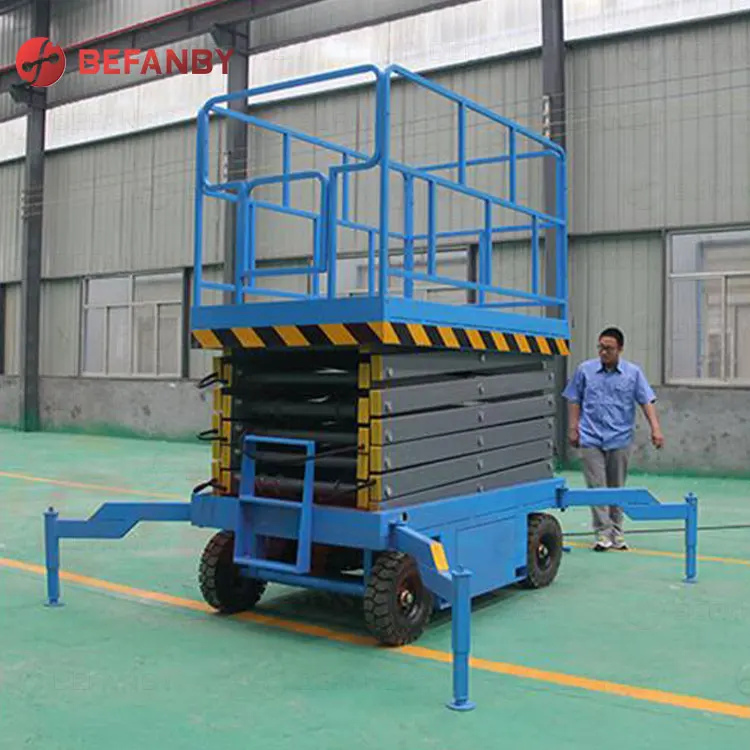 Cleaning window motorized 320kg electric mobile trailer scissor lift