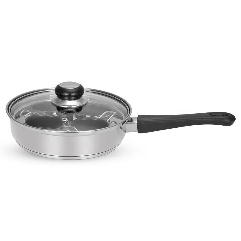 Induction cooktop poached egg cooker 4 cups non stick pan egg poacher stainless steel egg poaching pan