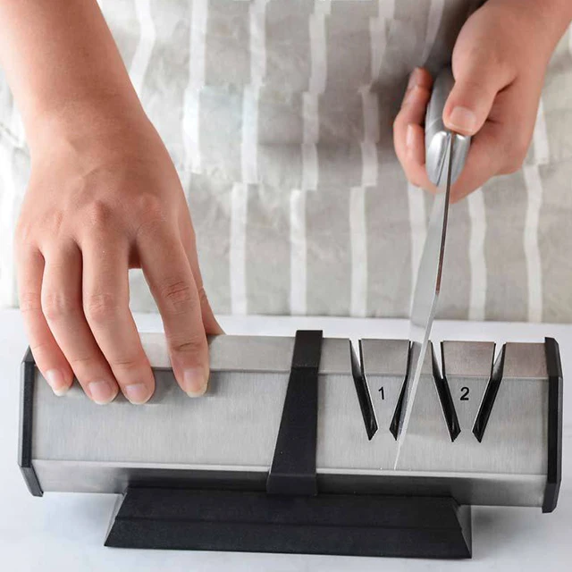 High quality  mult-functional Stainless Steel  triple tank  kitchen Knives Diamond Abrasives  electric knife sharpener