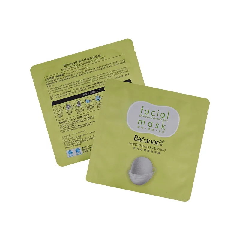 Wholesale Green Packaging Cosmetics Aluminum 3 Sides Heat Sealed Moisturizing Facial Mask Bag for Skin Care