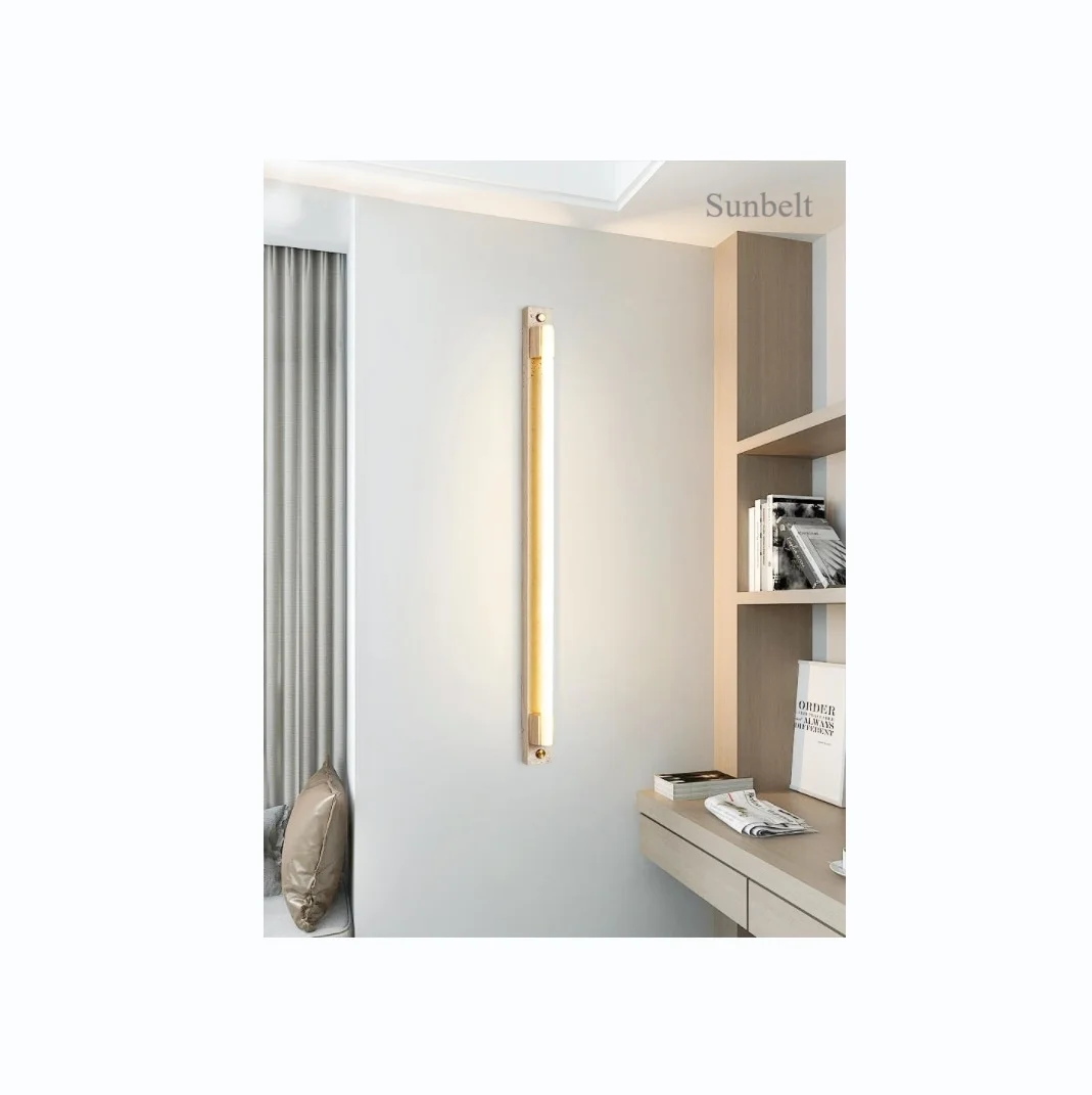 B3722 Natural travertine long shaped PVC LED tube decorative living room reading room LED wall lamp light wall sconce