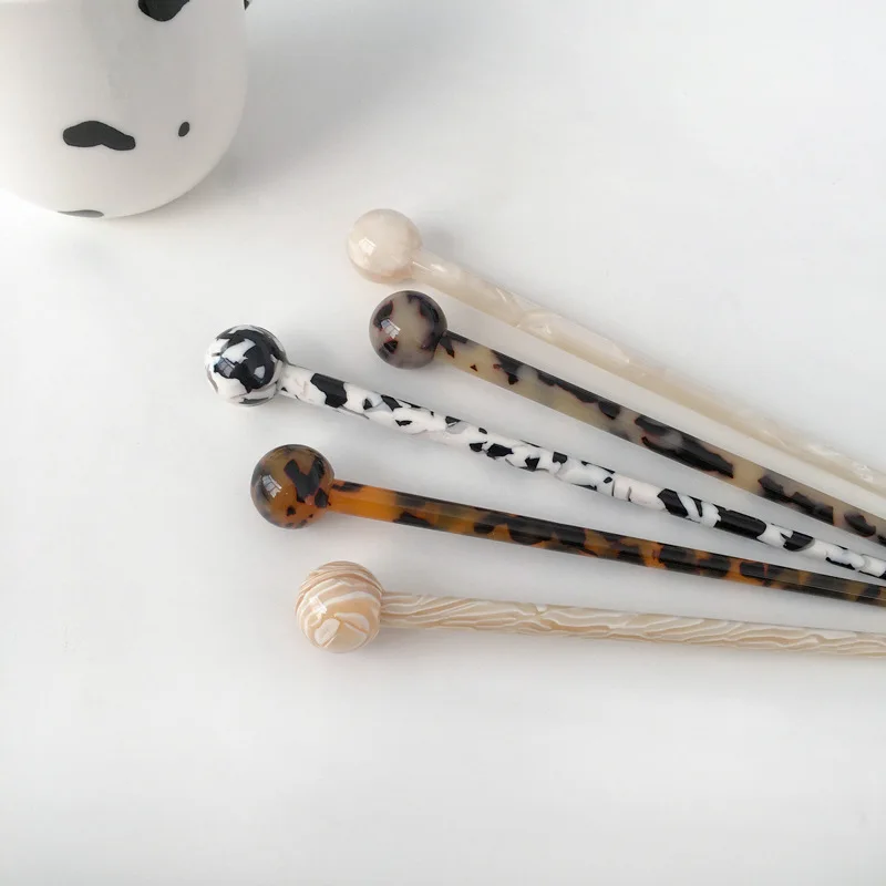 Headwear Plate Made Simple Hairpins Wild Acetate Hair Fork Small Ball Head Tool Stick Accessories Fashion Women