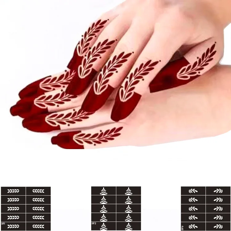 India Henna Paste Body Color Painting Hand Back Finger Tattoo Sticker Mesh Hollow Template Henna Painting Tattoo