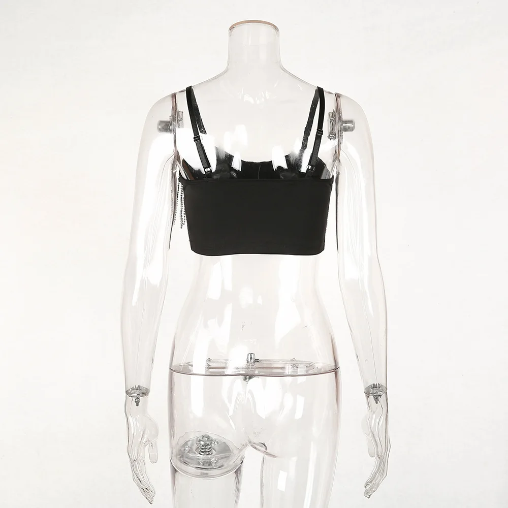 2022 New Arrival Spring Summer Fashionable Rhinestone Tassels Wrap Sexy Crop Top Women Tank Top