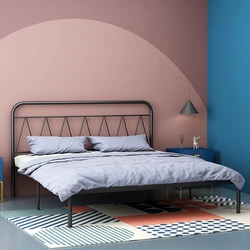 Professional Manufacture Cheap Easy Assembled Iron Metal  Bed Metal Double Bed for Bedroom Hotel Apartment