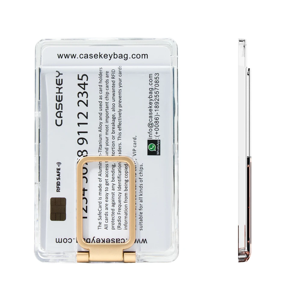 New Transparent Clear Plastic Mobile Phone Card Pocket Cardholder Slim Strong Magnetic Card Holder Wallet with Stand for Phone