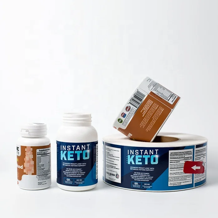 custom self adhes health nutrition label bottle packaging label stickers waterproof roll printing label for bottles