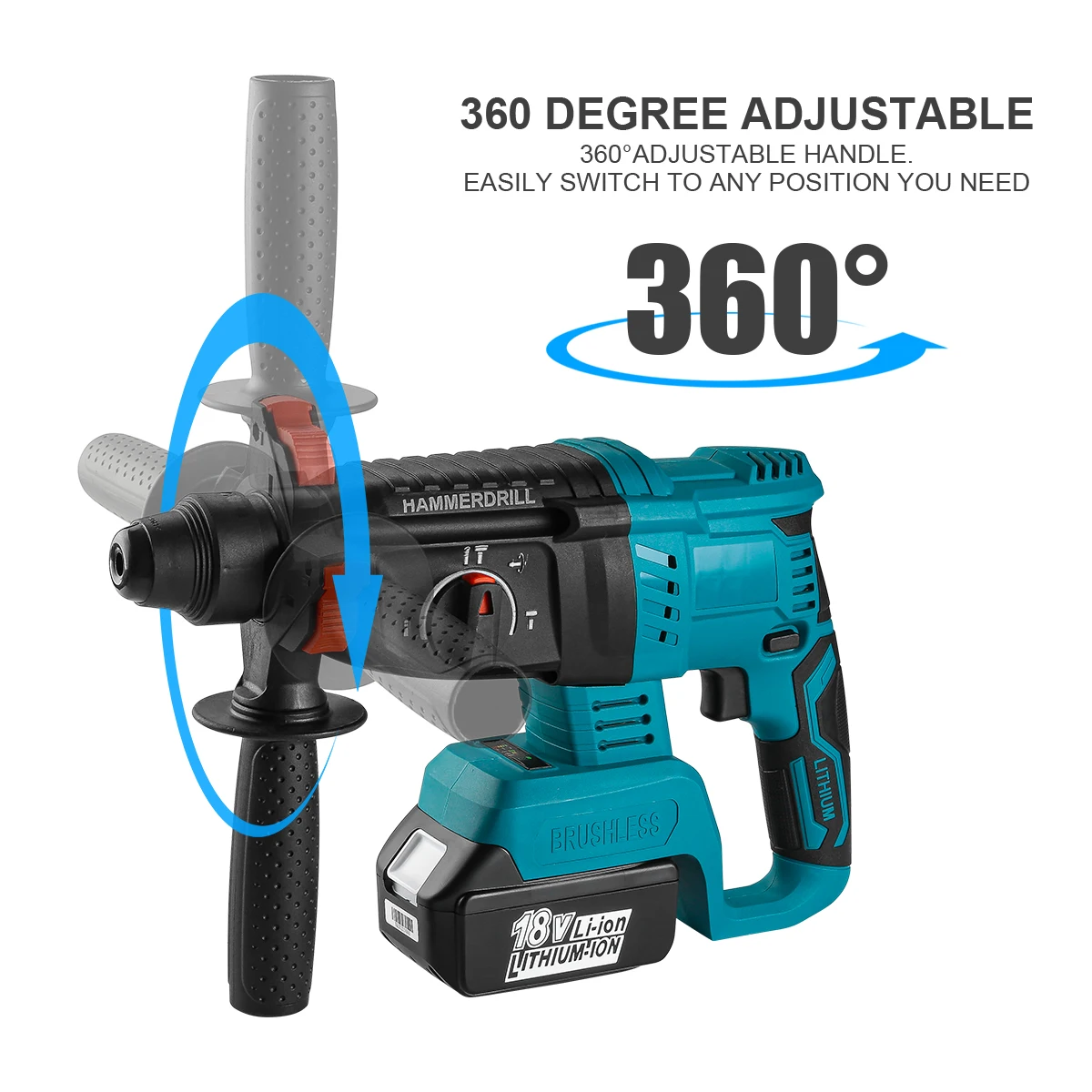 1 INCH SDS-Plus Brushless Electric Hamer Drill Rock Wood Concrete Drilling Machine 18V Heavy Duty Rotary Hammer Drill