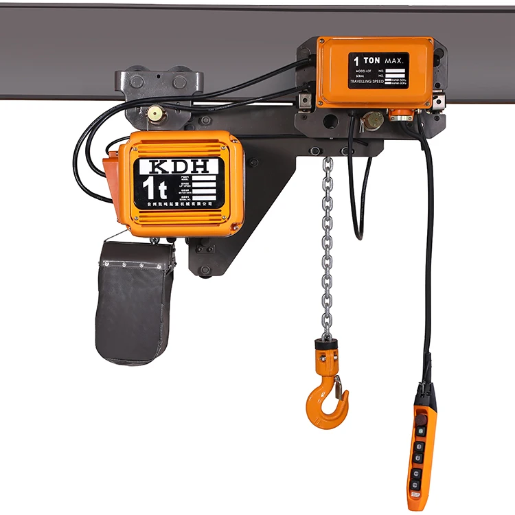 KDH  2 ton electric hoist cranes used low headroom chain hoist with trolley high speed