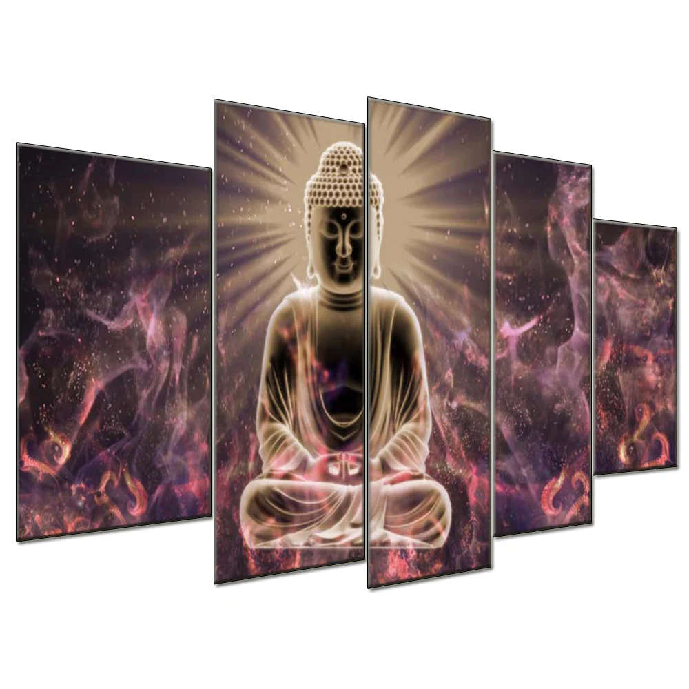 Wall Canvas Print Custom 5 pcs a set Shiva-Parvati Temple Hindu HD Printed Painting Canvas for Living Room Decor