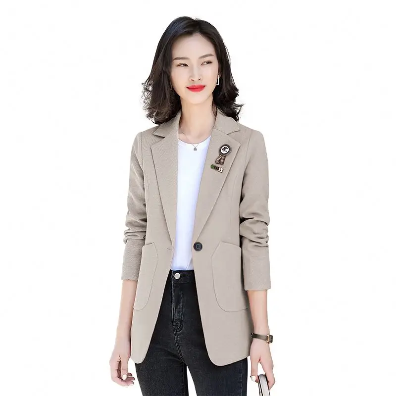 Apricot female spring and autumn 2022new temperament Korean version of high sense of small man casual Suit Jacket Women