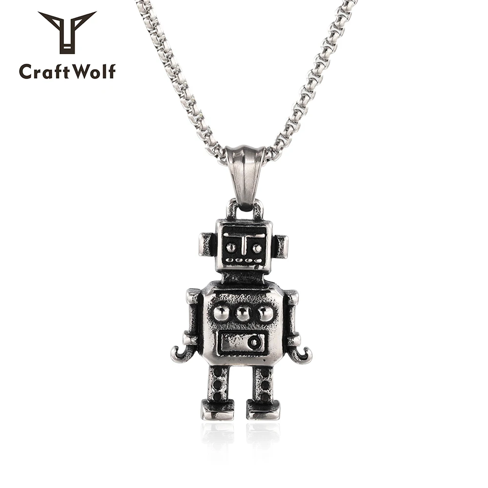 Craft Wolf fashion hip hop chain stainless steel jewelry spoof robot shape pendant necklace