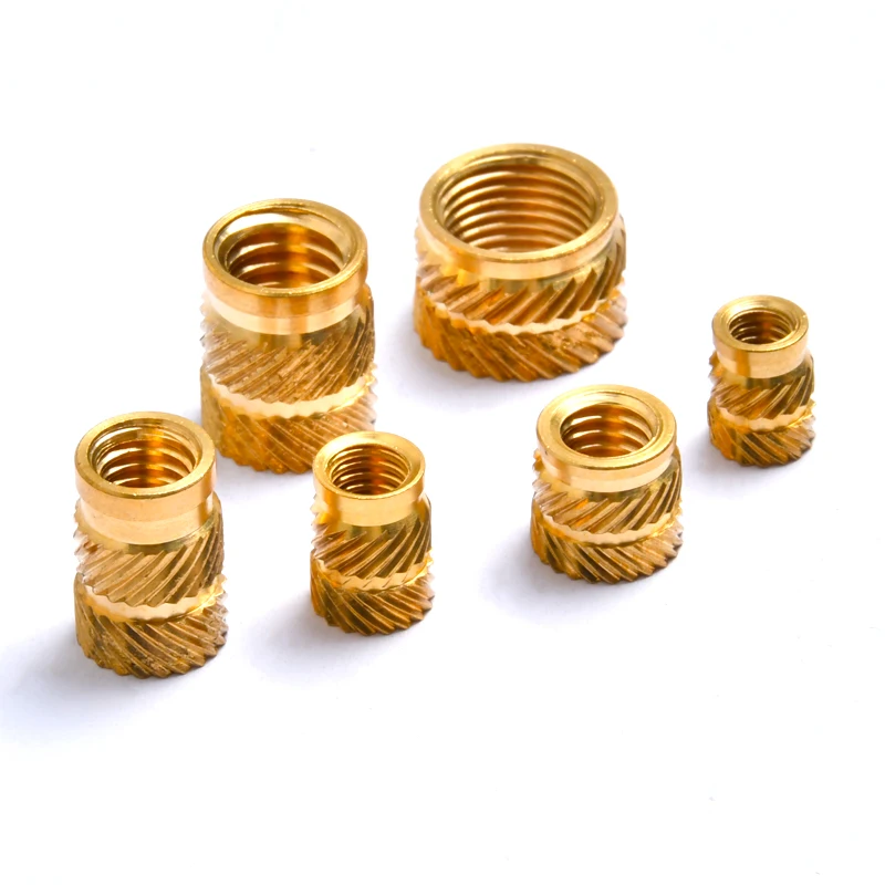 OEM Hot sales M2 M3 M4 M5 M6  threaded insert brass nut copper knurled nut Hot melt embedded nut for plastic