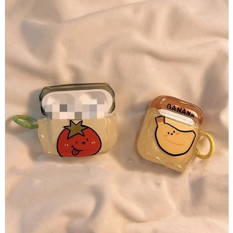 TPU Cartoon Funny and Cute Burger Fries Design Earphone Case For AirPods 1/2 3 Pro Waterproof Shockproof Ins Style