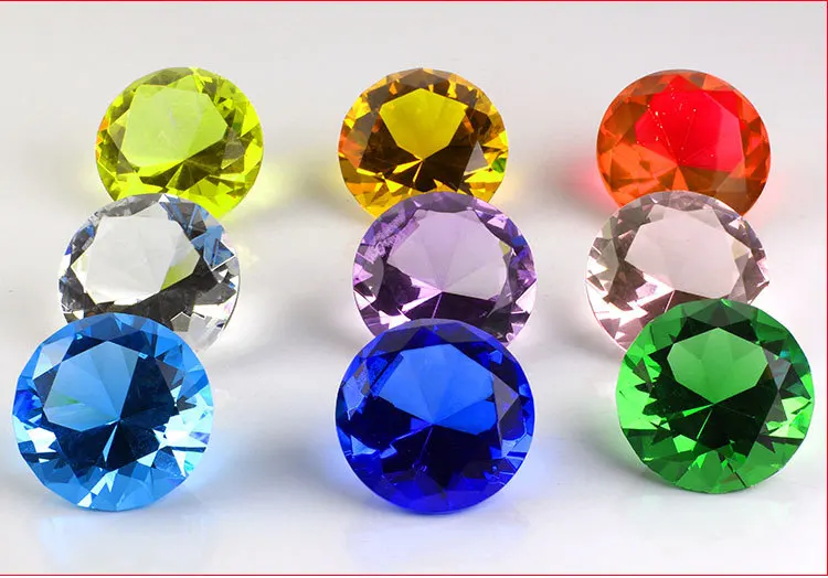 Wholesale Cheap Multicolor Glass Diamonds Paperweights 60mm 80mm 100mm Crystal Diamonds for Home Decoration
