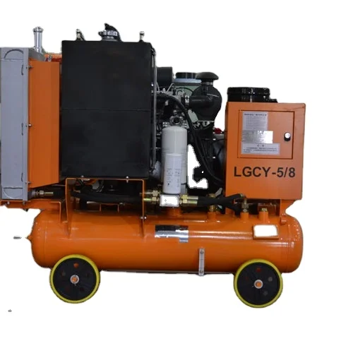 Small movable diesel 7 bar air compressor engine with 50 HP motor for borehole drilling rig