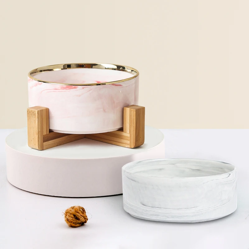 Comedero Perros повышенные мраморные двухцветные керамические Животные Собака Кошка измерительная вода питание аксессуары чаша доломит с подставкой