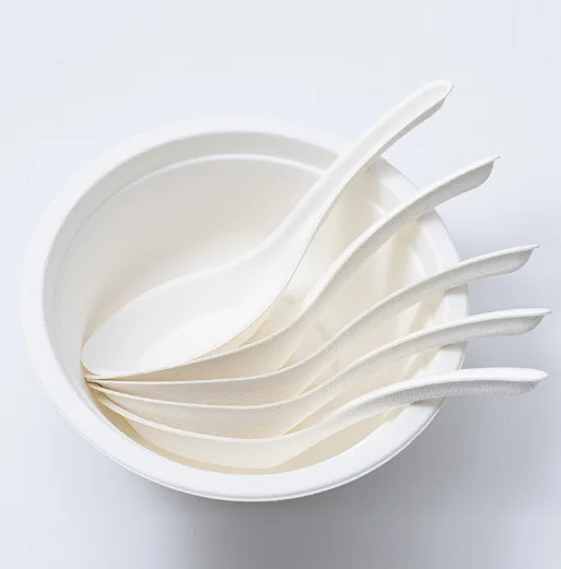 100% Bagasse Dinner Spoon Sugarcane Biodegradable Tableware Disposable Chinese Soup Serving Spoon