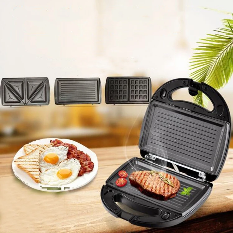 2024 New Design Portable Kitchen Appliances Detachable Mini Waffle Maker Sandwich Toaster 3 In 1 Mini Breakfast Maker