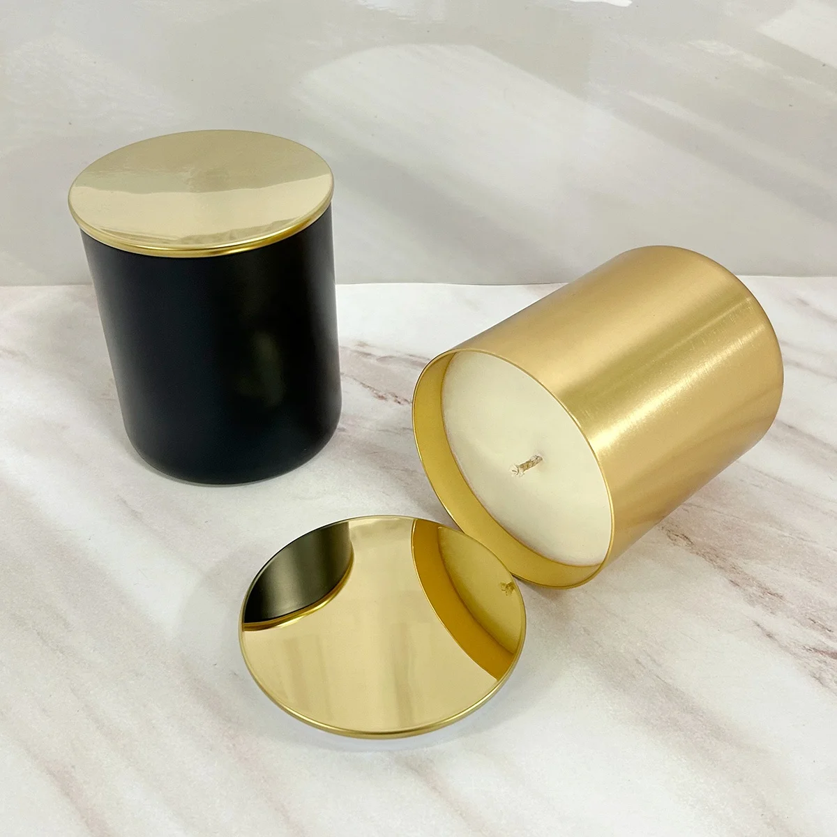 Luxury 11oz Gold Aluminum Metal Candle Jar Custom Wishing Candle Holder Home Decor Candle Container