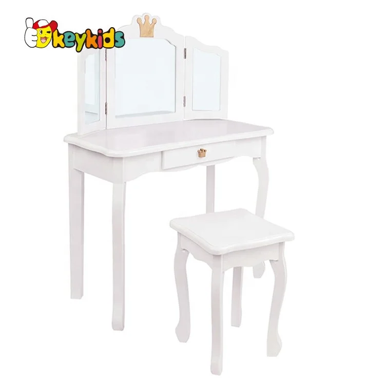 On sale kids wooden white dressing table with drawers W08H127B