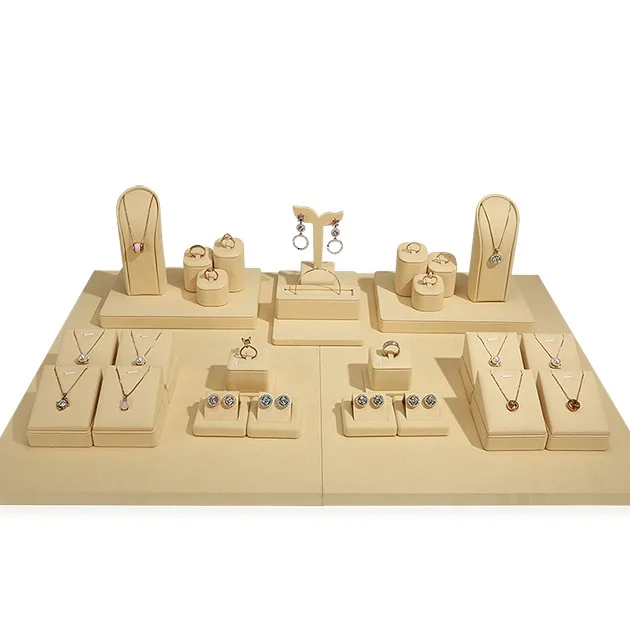 Beige Ring Bracelet Chain Display Holder Sets Luxury Jewelry Display For Store Counter