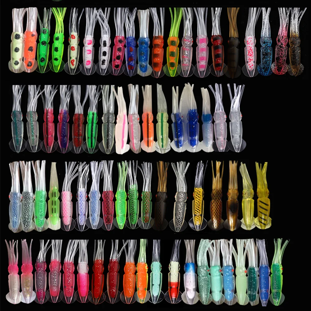 SUPERIORFISHING Lifelike Double Layer Squid Sea Boat Fishing Lure PVC Soft Squid Bait Luminous Cuttlefish Seawater