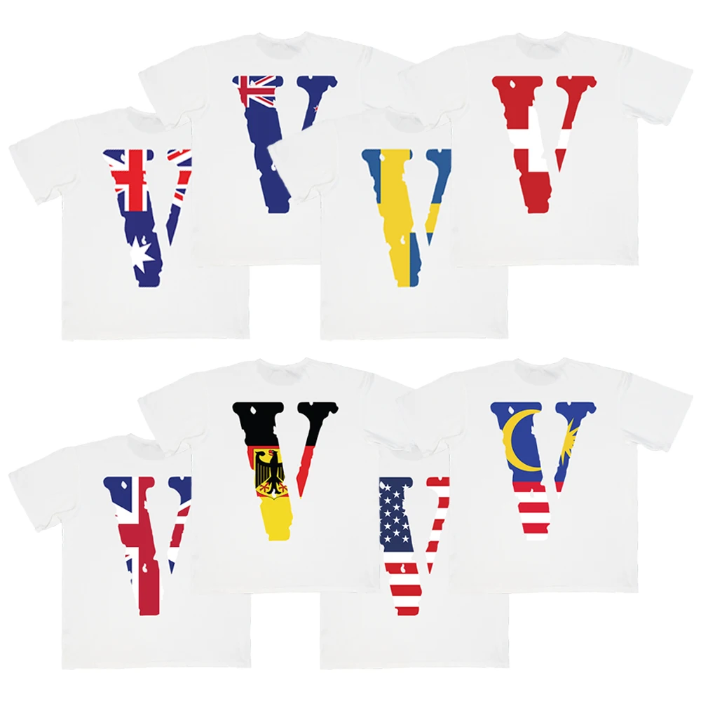 2021New Arrival T Shirt High Quality Cotton Plush Men shirt Hip Hop Street Oversize National Flag