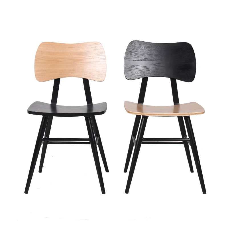 2021 New Design Popular To US/UK Leisure Modern White Black Colorful Wooden Seat Wood Back Dining Coffee Chairs