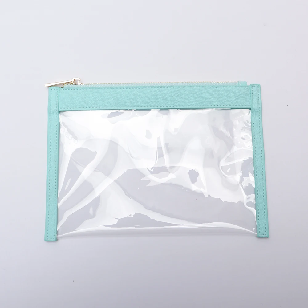 Preppy Patch Letter Cosmetic Toiletry Bag Transparent PVC Zipper Swimming Pool Makeup Bag Daily Use Clutch Purse