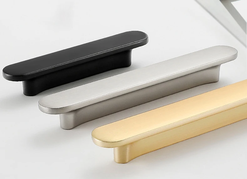Modern American arc-shaped black bedroom furniture hardware zinc alloy drawer handle brushed gold kitchen cabinet handle pull