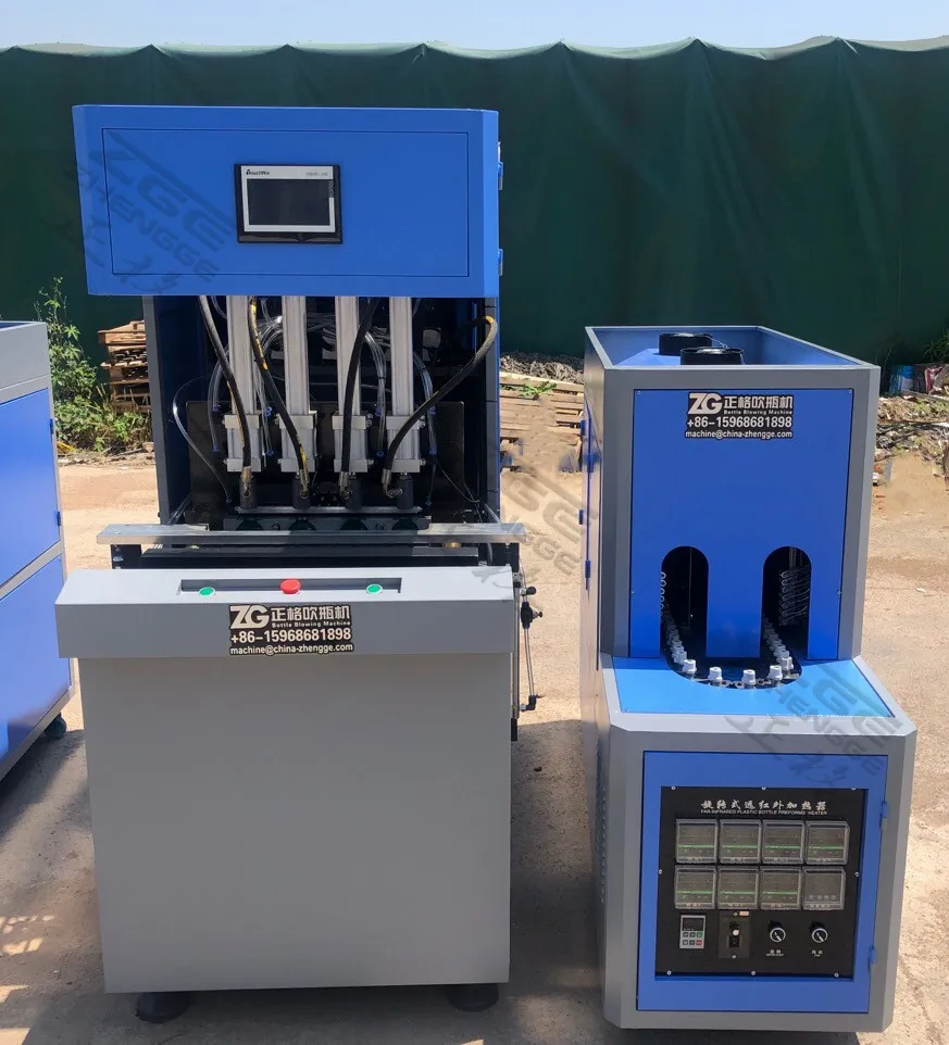 2000Bph 4 Cavity Zhengge ZG-2000A Semi Automatic Blowing Machine For Diverse PET Plastic Bottle
