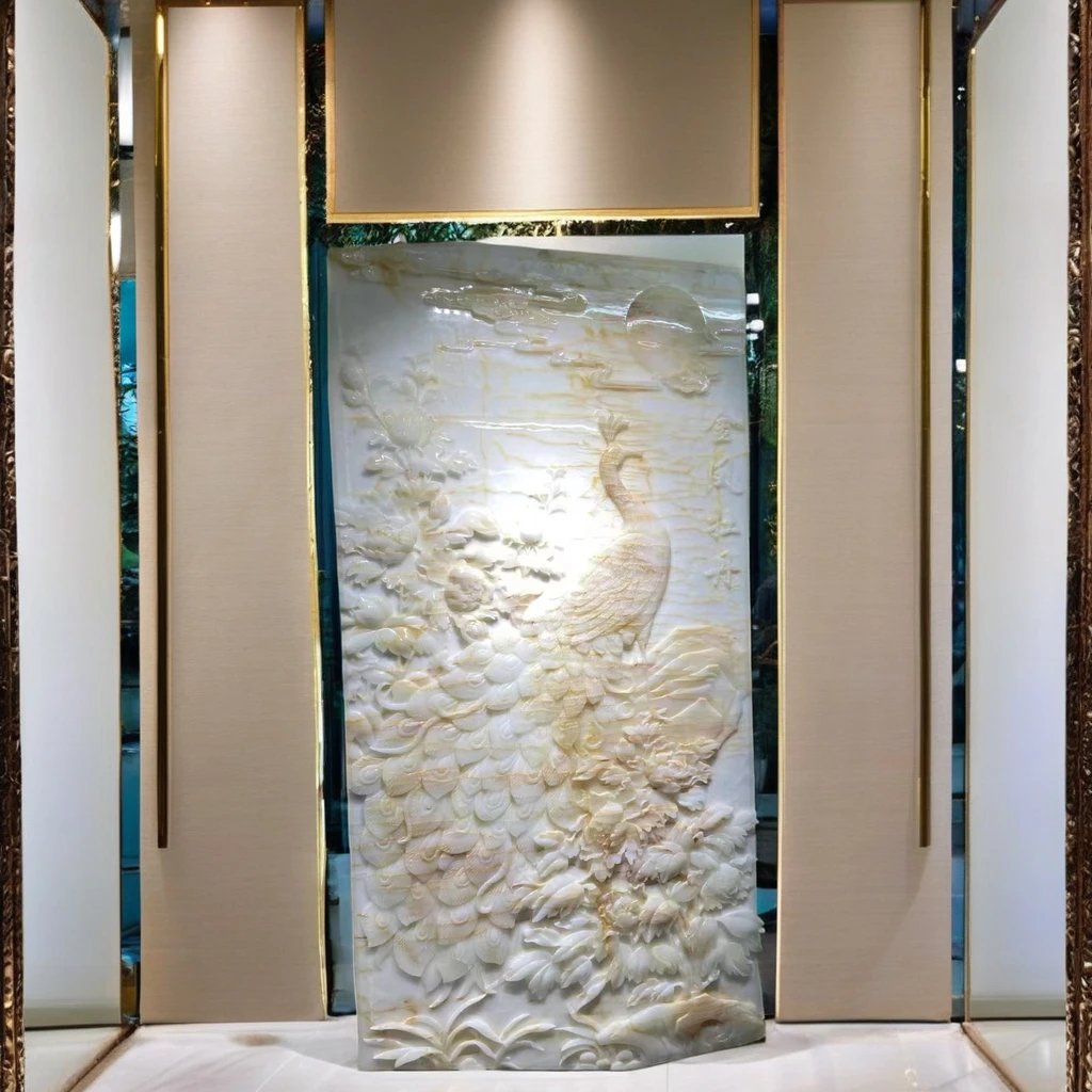 Customized Natural Onyx Carved 3D Wall Relief Sculpture High Quality Modern Design Background Wall Decoration 1 Year Warranty