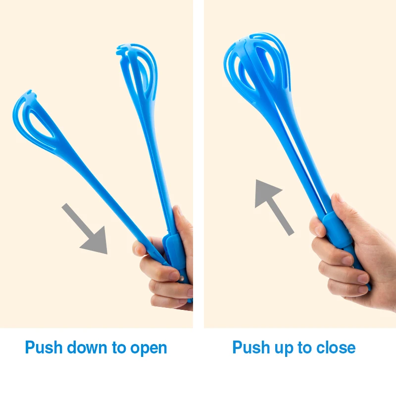 2 in 1 Nylon Grip Flip Tongs Kitchen Spatula and Tongs Egg Whisk Beater with Food Tong