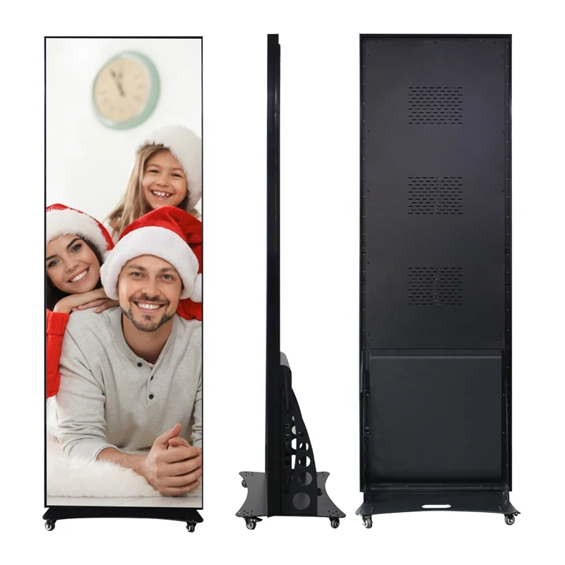 Floor standing 4G wifi led digital signage 640x1920mm movable P2.5 mirror led poster display screen for advertising